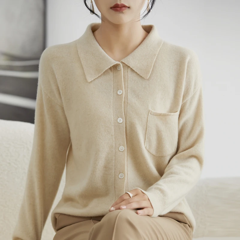 ATTYYWS Hot selling new women's cardigans, collar sweaters, spring and autumn knitted women's pure wool long sleeved sweaters
ATTYYWS Hot selling new women's cardigans, collar sweaters, spring and autumn knitted women's pure wool long sleeved sweaters