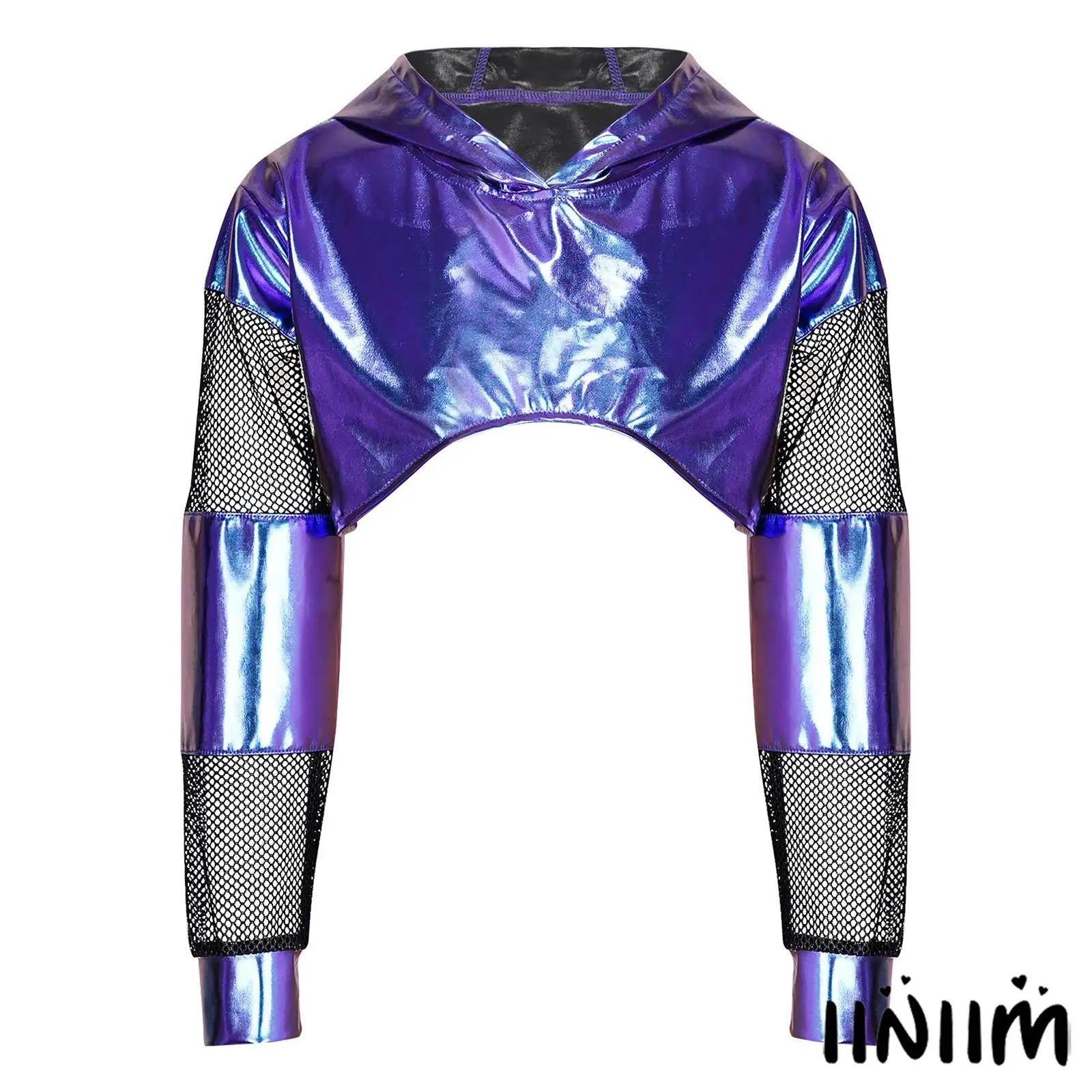 Child Girls Hip Hop Jazz Dance Hoodie Metallic Mesh Patchwork Long Sleeve Crop Pullover Hooded Top for Stage Hip Hop Dance
Child Girls Hip Hop Jazz Dance Hoodie Metallic Mesh Patchwork Long Sleeve Crop Pullover Hooded Top for Stage Hip Hop Dance