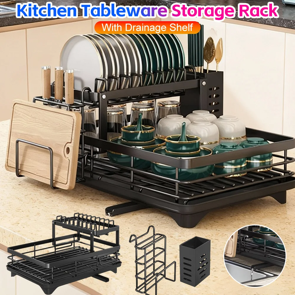 Кухонная полка для хранения с усиленной дренажной полкой, двухслойный держатель из углеродистой стали, посуда, миска, органайзер для посуды, чашки
Кухонная полка для хранения с усиленной дренажной полкой, двухслойный держатель из углеродистой стали, посуда, миска, органайзер для посуды, чашки