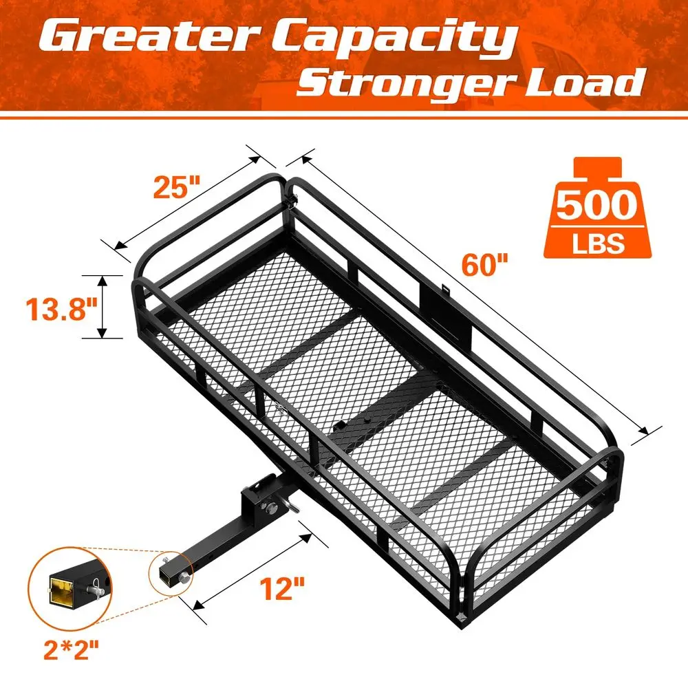 Hitch Cargo Carrier with Bike Rack 60 x 24 x 14 Folding Trailer Hitch Cargo Carrier 500 LBS Capacity for Standard, Fat Tire and
Hitch Cargo Carrier with Bike Rack 60 x 24 x 14 Folding Trailer Hitch Cargo Carrier 500 LBS Capacity for Standard, Fat Tire and