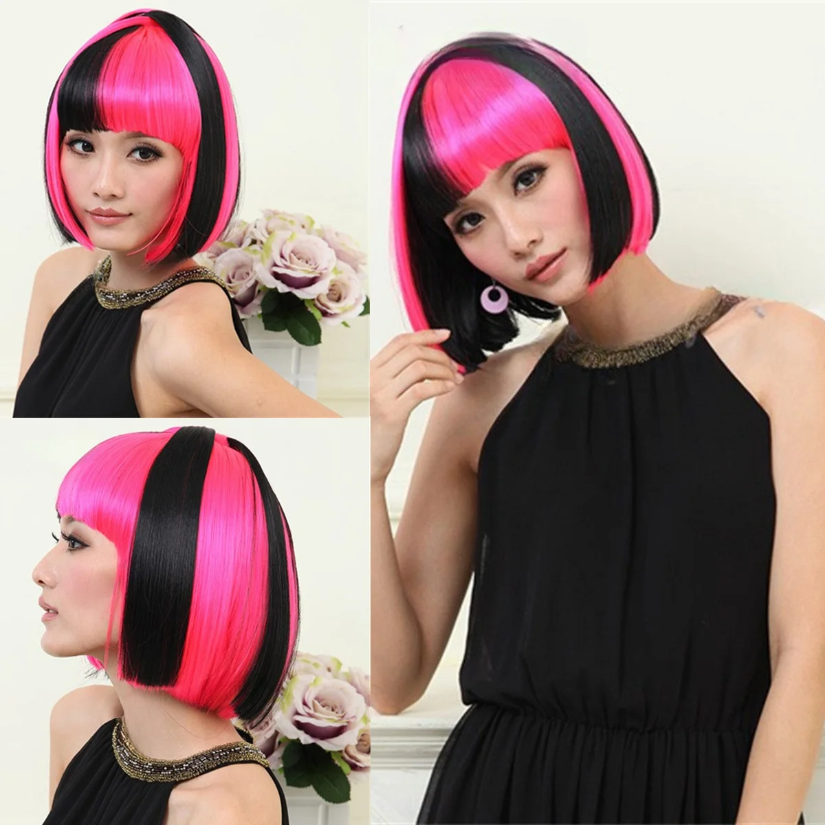 12.00Inch Women's wig Dress up everyday wigs, suitable for Halloween costumes Colorful pink wig with bangs Bob Christmas holiday
12.00Inch Women's wig Dress up everyday wigs, suitable for Halloween costumes Colorful pink wig with bangs Bob Christmas holiday