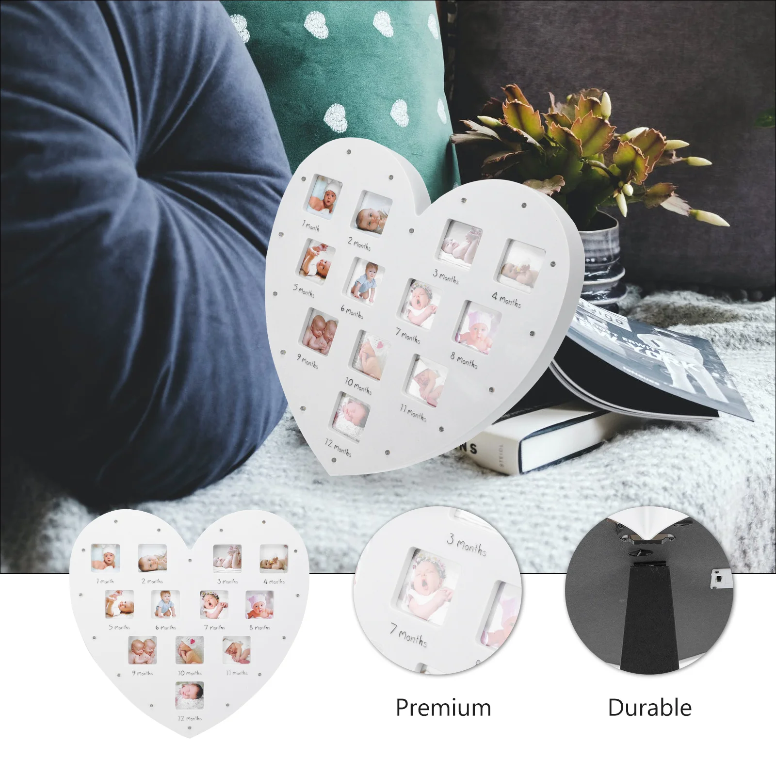 Baby Growth Record Frame Heart Shape Decorative Lights White Wall Hanging 12 Photos First Year prints Keepsake
Baby Growth Record Frame Heart Shape Decorative Lights White Wall Hanging 12 Photos First Year prints Keepsake