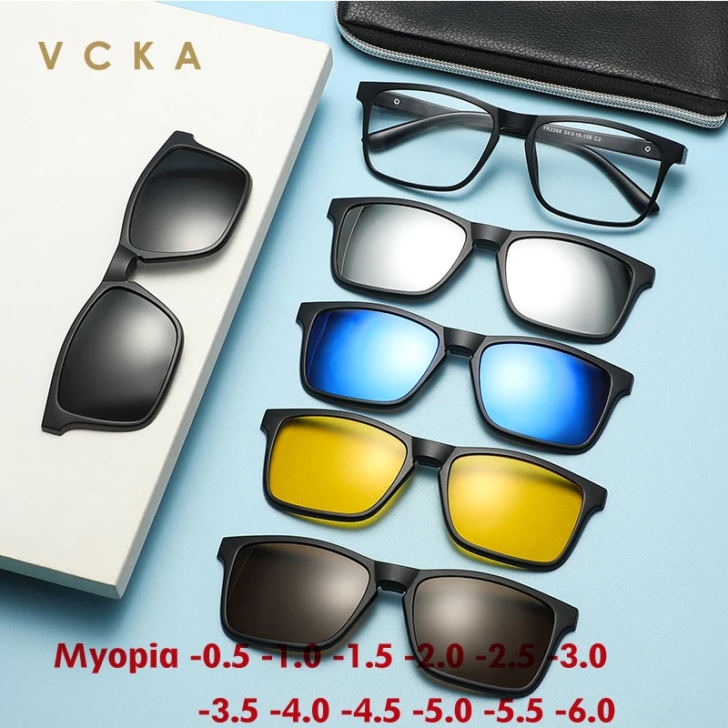 VCKA Square Retro Polarized Myopia Sunglasses Men Women Eyeglasses 5+1 Magnet Clip Set Custom Prescription Glasses -0.5 TO -6.0
VCKA Square Retro Polarized Myopia Sunglasses Men Women Eyeglasses 5+1 Magnet Clip Set Custom Prescription Glasses -0.5 TO -6.0
