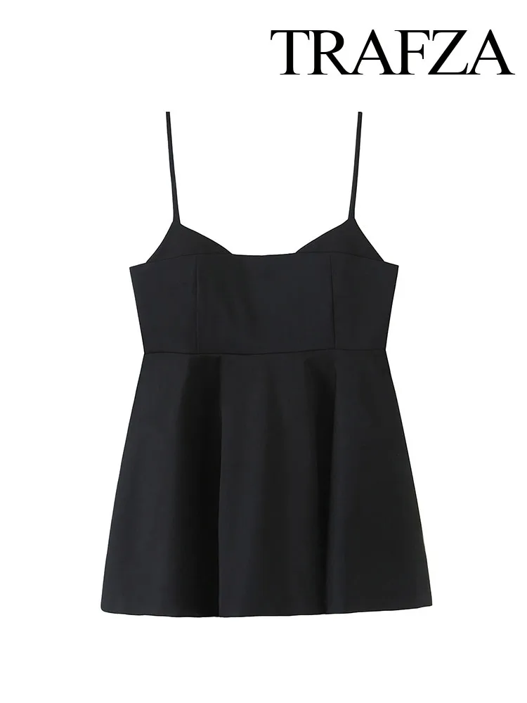 TRAFZA Women's 2025 New Fashion Black Short Skirt Effect Hem Sling Top Female Elegant Simple Backless Sleeveless Casual Tank Top
TRAFZA Women's 2025 New Fashion Black Short Skirt Effect Hem Sling Top Female Elegant Simple Backless Sleeveless Casual Tank Top