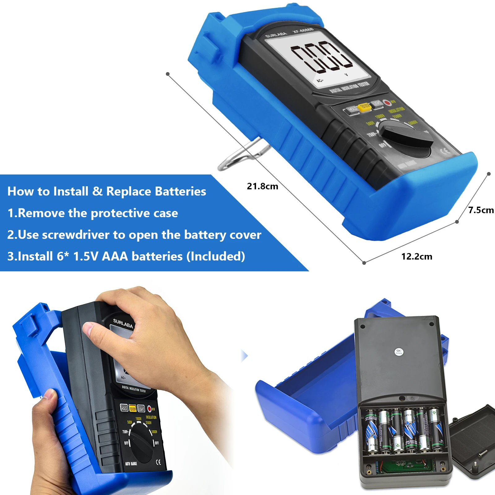 High-voltage insulation resistance tester with 5000V output, 200GΩ ultra-high range, 1mA short-circuit current
High-voltage insulation resistance tester with 5000V output, 200GΩ ultra-high range, 1mA short-circuit current