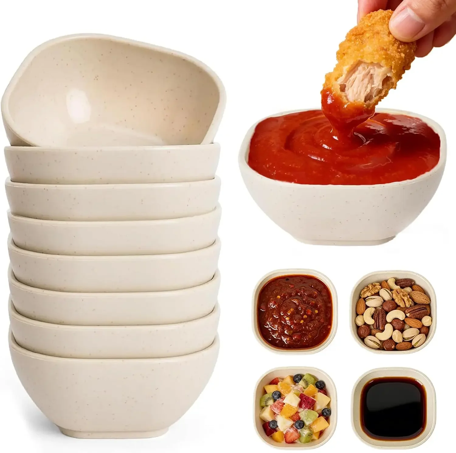 Unbreakable Dipping Bowls, 9 Pack Wheat Straw Soy Sauce Dishes 4.5 oz, Small Dessert Bowls, Dipping Sauce Cups, Mini Prep Bowls, Dip Bowls for Side Dish, Ketchup, BBQ-Beige
Unbreakable Dipping Bowls, 9 Pack Wheat Straw Soy Sauce Dishes 4.5 oz, Small Dessert Bowls, Dipping Sauce Cups, Mini Prep Bowls, Dip Bowls for Side Dish, Ketchup, BBQ-Beige
