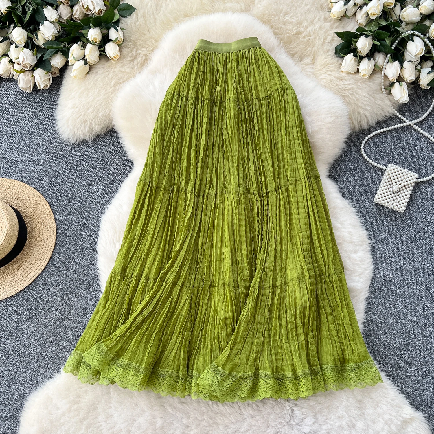 Women Chic lace fairycore Skirt High Waist Elegant Korean Fashion A-line Skirt Casual Summer Clothing
Women Chic lace fairycore Skirt High Waist Elegant Korean Fashion A-line Skirt Casual Summer Clothing