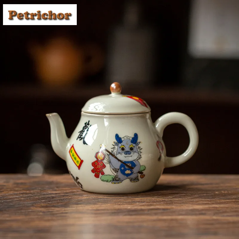 150ml Hand Drawn Cute Dragon Teapot Boutique Tea Infuser Pot Household Tea Maker Kettle With Strainer Teaware Pot Bearing Stove
150ml Hand Drawn Cute Dragon Teapot Boutique Tea Infuser Pot Household Tea Maker Kettle With Strainer Teaware Pot Bearing Stove
