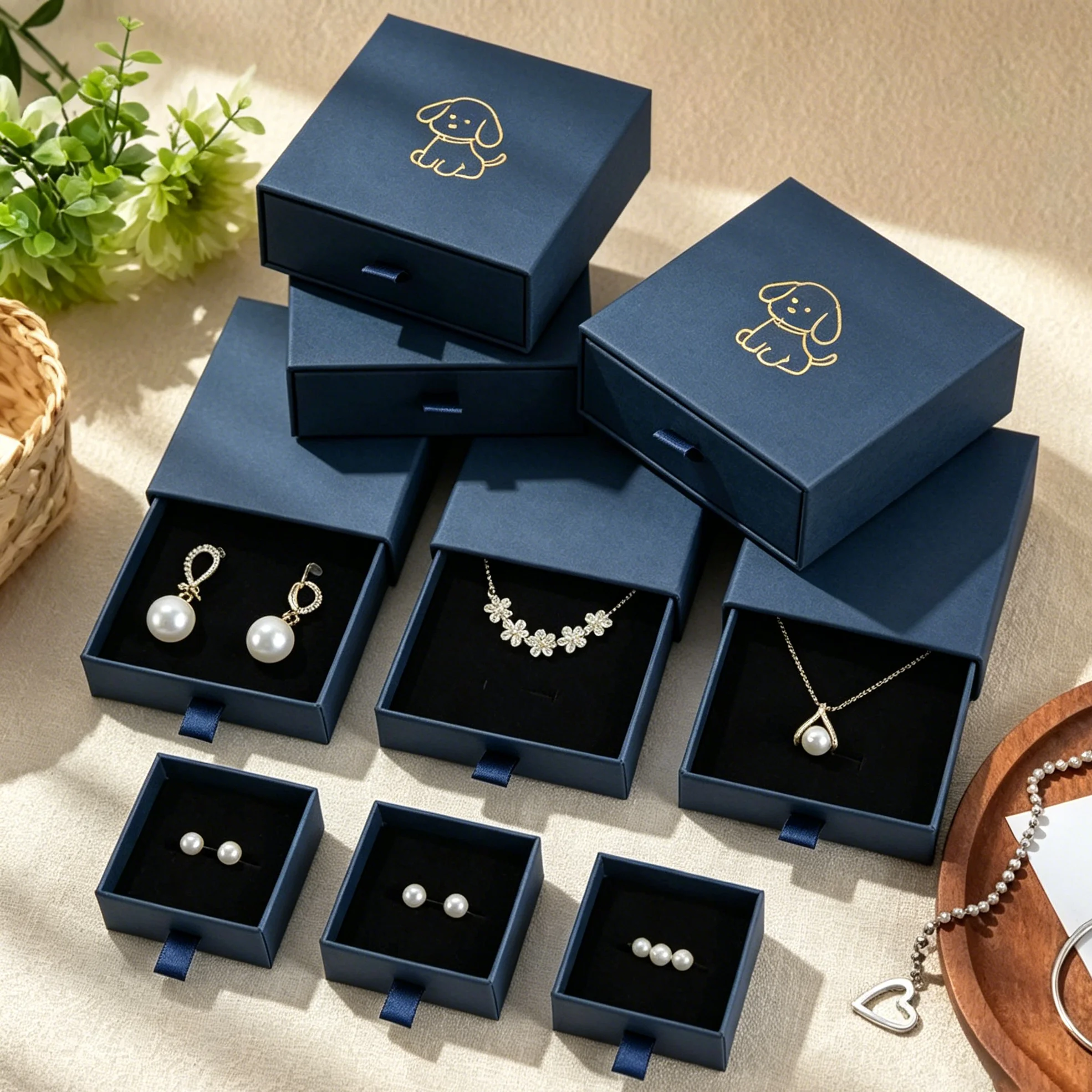 Dark Blue Luxury 9x9x1.7cm Jewelry Box Sliding Drawer Navy Cardboard Gift Packaging Boxes for Earring Bracelet Necklace Rings
Dark Blue Luxury 9x9x1.7cm Jewelry Box Sliding Drawer Navy Cardboard Gift Packaging Boxes for Earring Bracelet Necklace Rings