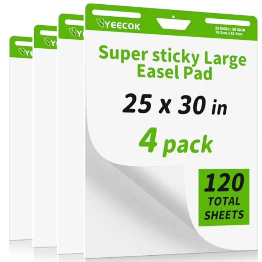 Sticky Easel Pad 25 in x 30 in 30 Sheets/Pad 4 Pads/Pack Sticky Flip Chart Paper for Teachers Super Sticking Power and Bleed-Re
Sticky Easel Pad 25 in x 30 in 30 Sheets/Pad 4 Pads/Pack Sticky Flip Chart Paper for Teachers Super Sticking Power and Bleed-Re