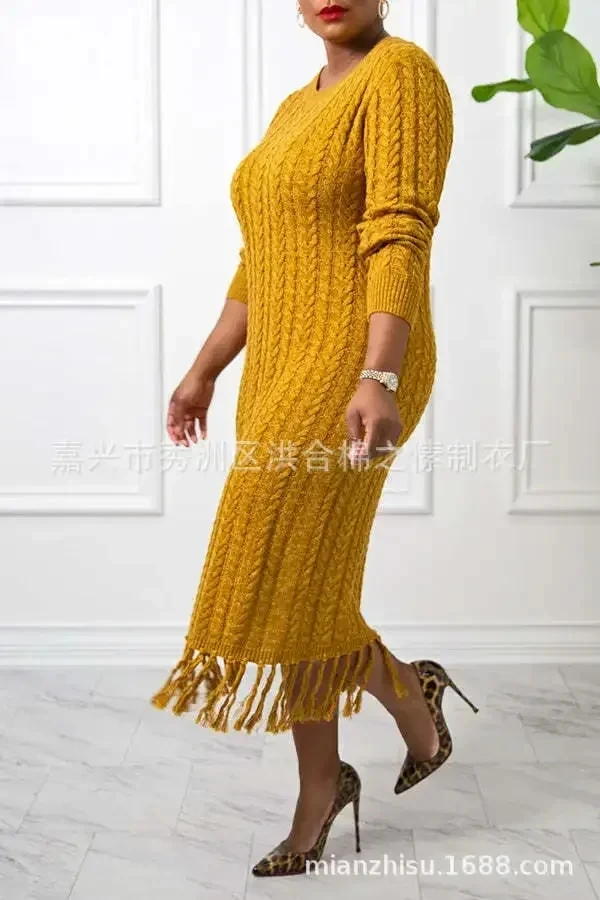 Mid-length Sweaters for Women, Knit Dress, Knitted Patchwork, Versatile Long Sleeve Dress Women's O-Neck Tassel Woolen Sweater,
Mid-length Sweaters for Women, Knit Dress, Knitted Patchwork, Versatile Long Sleeve Dress Women's O-Neck Tassel Woolen Sweater,