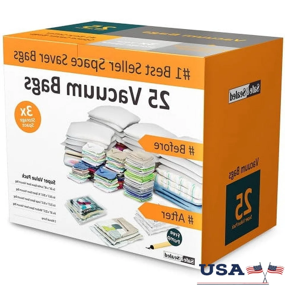25 Vacuum Seal Storage Bags with Pump Airtight Compression Clothes Bedding Towels Seasonal Storage
25 Vacuum Seal Storage Bags with Pump Airtight Compression Clothes Bedding Towels Seasonal Storage