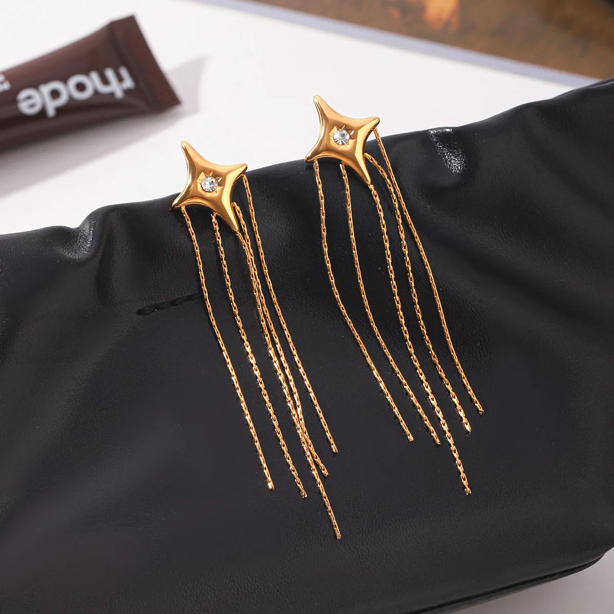 Dainty Star Zircon Chain Tassel Earrings 18K Gold Plated Stainless Steel For Women Long Drop Tarnish Resistant Birthday Gift
Dainty Star Zircon Chain Tassel Earrings 18K Gold Plated Stainless Steel For Women Long Drop Tarnish Resistant Birthday Gift
