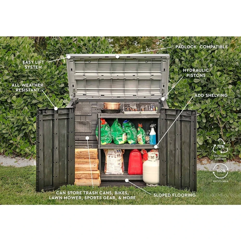 US Shipping 4.75x2.6 FT Outdoor Storage Shed Resin Utility Cabinet with Double Doors for Garden Tools Pool Toys Trash
US Shipping 4.75x2.6 FT Outdoor Storage Shed Resin Utility Cabinet with Double Doors for Garden Tools Pool Toys Trash