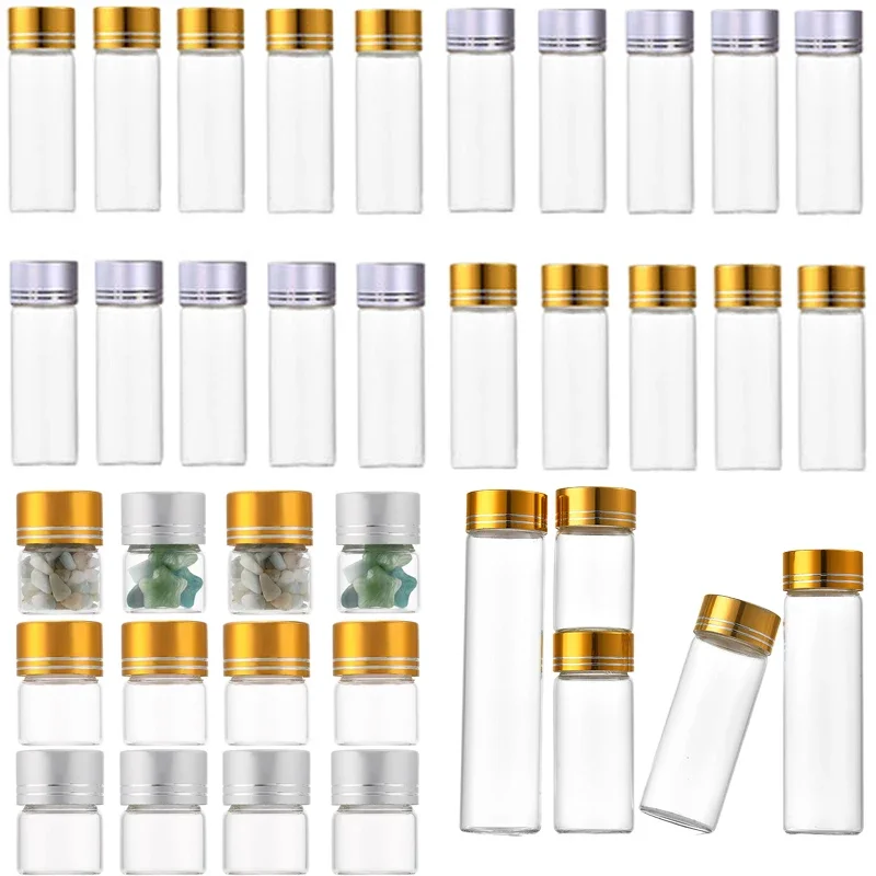 30Pcs 12ml-110ml Mini Glass Bottles w/ Aluminum Screw Lids DIY Sample Vials For Wedding Favors Decorations Flower Tea Storage
30Pcs 12ml-110ml Mini Glass Bottles w/ Aluminum Screw Lids DIY Sample Vials For Wedding Favors Decorations Flower Tea Storage