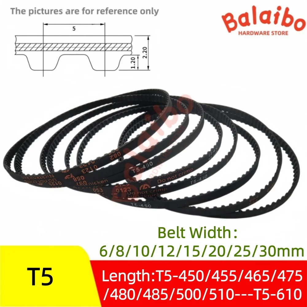 High Torque Rubber T5 Timing Belt Width 6/8/10/12/15/20/25/30mm Length T5-450/455/465/475/480/485/500/510/525/530/540---T5-610
High Torque Rubber T5 Timing Belt Width 6/8/10/12/15/20/25/30mm Length T5-450/455/465/475/480/485/500/510/525/530/540---T5-610