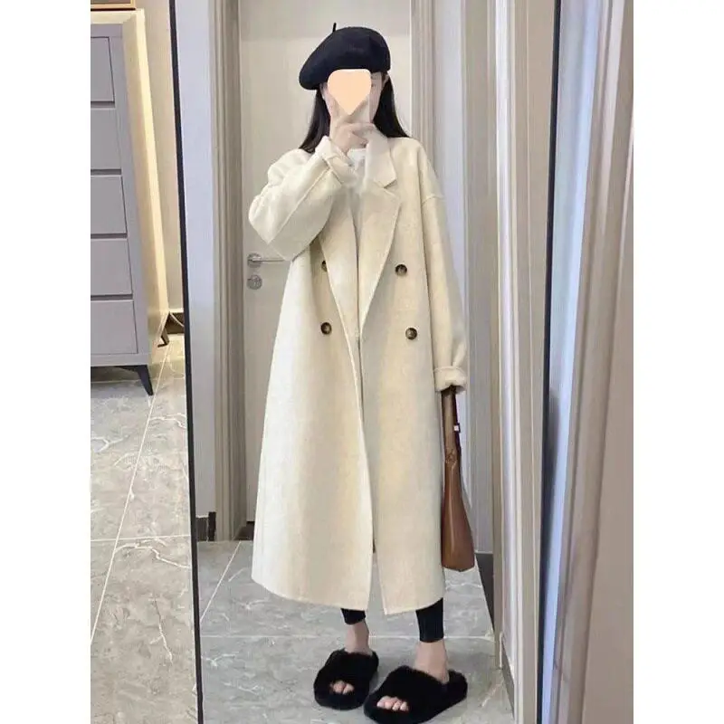 Oatmeal Woolen Coat Women's Autumn Winter New Style Mid-Length Knee-Long Slimming Korean Style Woolen Outerwear
Oatmeal Woolen Coat Women's Autumn Winter New Style Mid-Length Knee-Long Slimming Korean Style Woolen Outerwear