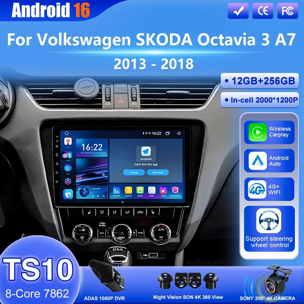 Android 16 Car For Volkswagen SKODA Octavia 3 A7 2013 - 2018 Auto Multimedia Video Player Navigation GPS Touch Screen 4G Car DVD
Android 16 Car For Volkswagen SKODA Octavia 3 A7 2013 - 2018 Auto Multimedia Video Player Navigation GPS Touch Screen 4G Car DVD