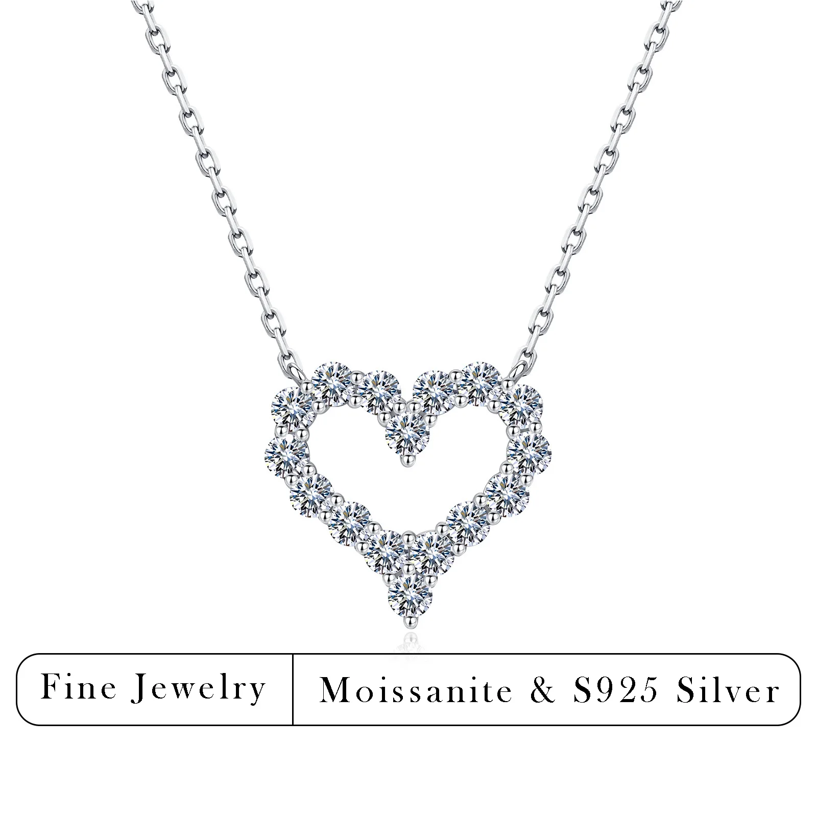 0.8CTW Moissanite Heart Pendant Necklace 925 Sterling Silver Hollow Sparkling Necklace for Women Daily Wear
0.8CTW Moissanite Heart Pendant Necklace 925 Sterling Silver Hollow Sparkling Necklace for Women Daily Wear