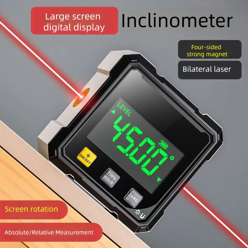 Magnetic Laser Inclinometer Digital Angle Measuring Digital Electronic Level Instrument Protractor Specially for Woodworkin
Magnetic Laser Inclinometer Digital Angle Measuring Digital Electronic Level Instrument Protractor Specially for Woodworkin