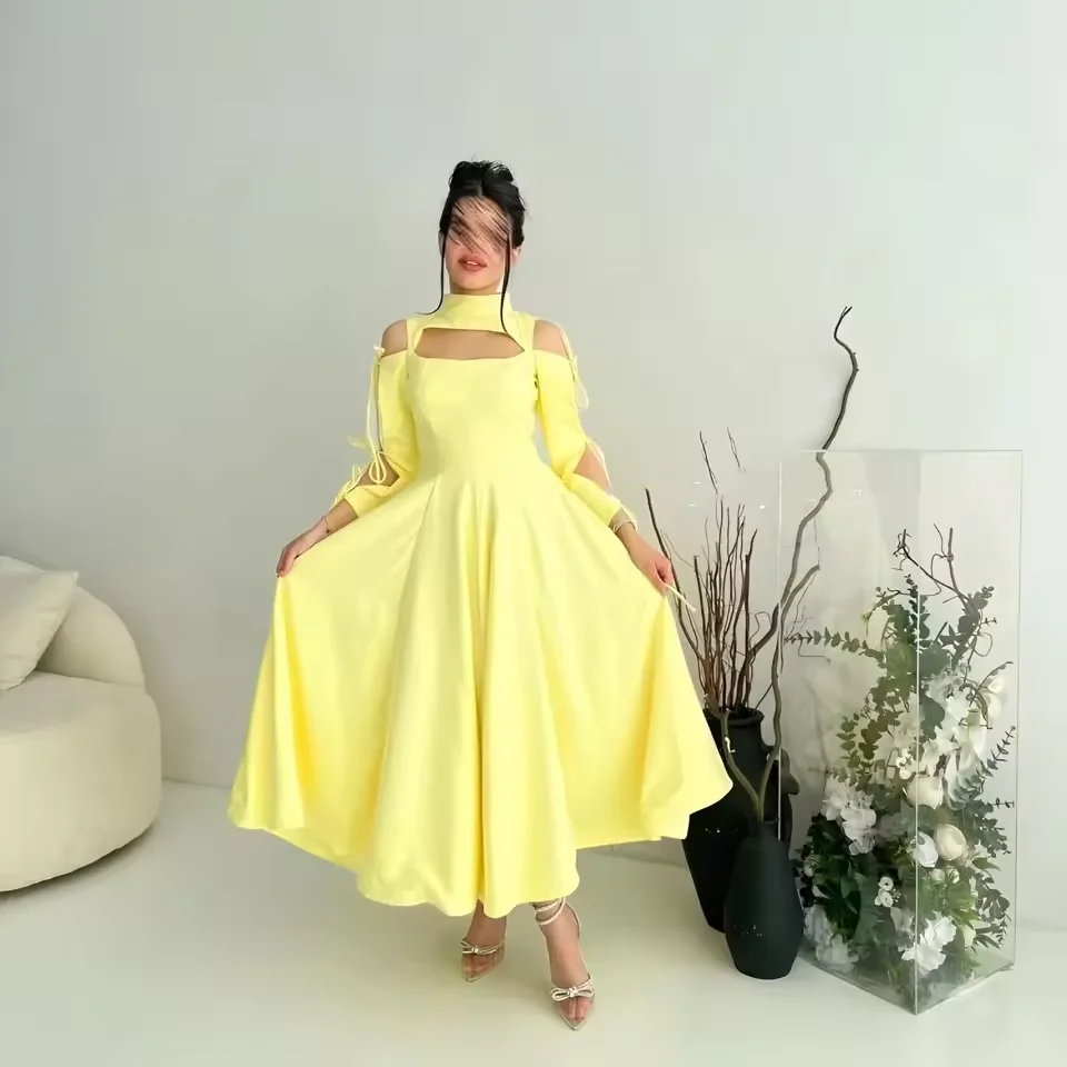 Flora Dress Yellow A-Line Prom Dress Long Sleeves 2025 Pleated Ankle Length Customized Evening Gowns Saudi Arabia Party Gowns
Flora Dress Yellow A-Line Prom Dress Long Sleeves 2025 Pleated Ankle Length Customized Evening Gowns Saudi Arabia Party Gowns