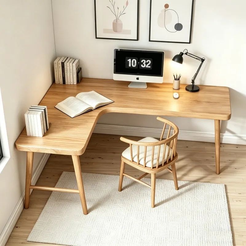 L-shaped wood computer desk corner against the wall computer desk office writing escritorios y estaciones de trabajo furniture
L-shaped wood computer desk corner against the wall computer desk office writing escritorios y estaciones de trabajo furniture