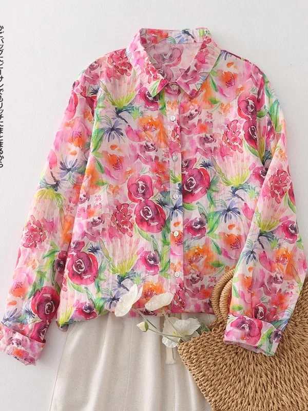 Women's Loose Long Sleeve Cotton Shirt Vintage Rose Print Casual Fashionable Spring Commute Style Body Type Fit
Women's Loose Long Sleeve Cotton Shirt Vintage Rose Print Casual Fashionable Spring Commute Style Body Type Fit
