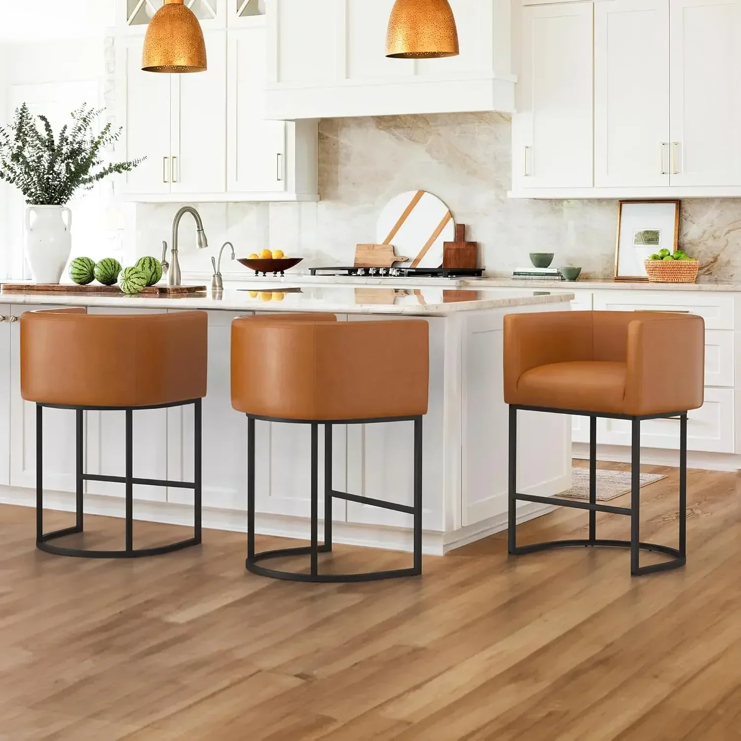 27" H Counter Height Bar Stools Set of 3, Modern Barrel Counter Stools , Barstools for Kitchen Island,Yellowish Brown
27" H Counter Height Bar Stools Set of 3, Modern Barrel Counter Stools , Barstools for Kitchen Island,Yellowish Brown