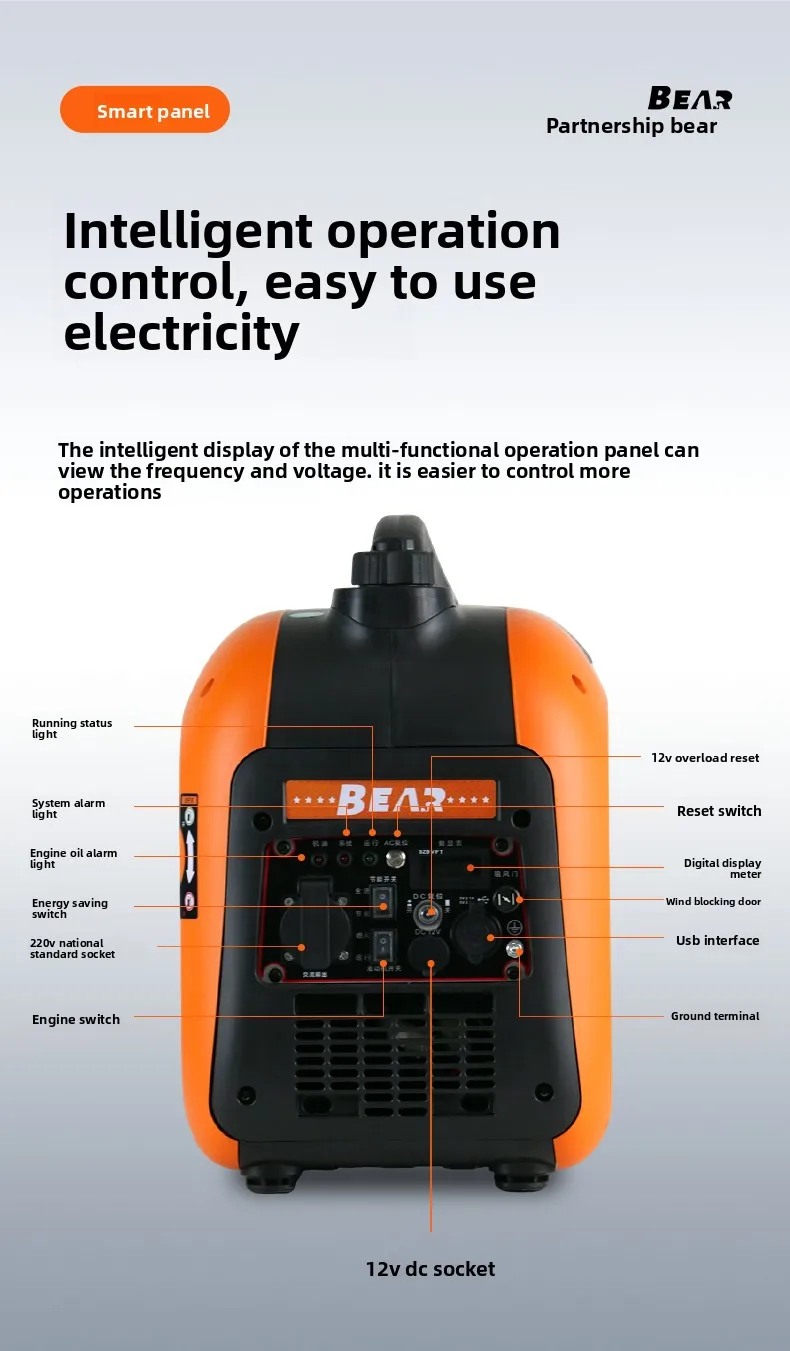 "Ultra-Quiet Inverter Generator - 220V Portable Power for Camping, Markets & Home Backup "
"Ultra-Quiet Inverter Generator - 220V Portable Power for Camping, Markets & Home Backup "