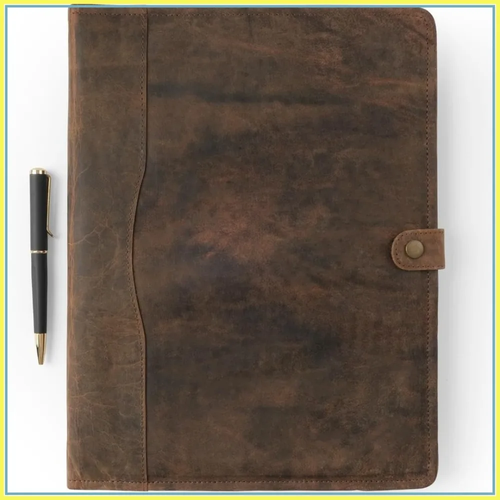Genuine Leather Portfolio Binder with Pen, Padfolio for Men Women, Business Folder
Genuine Leather Portfolio Binder with Pen, Padfolio for Men Women, Business Folder