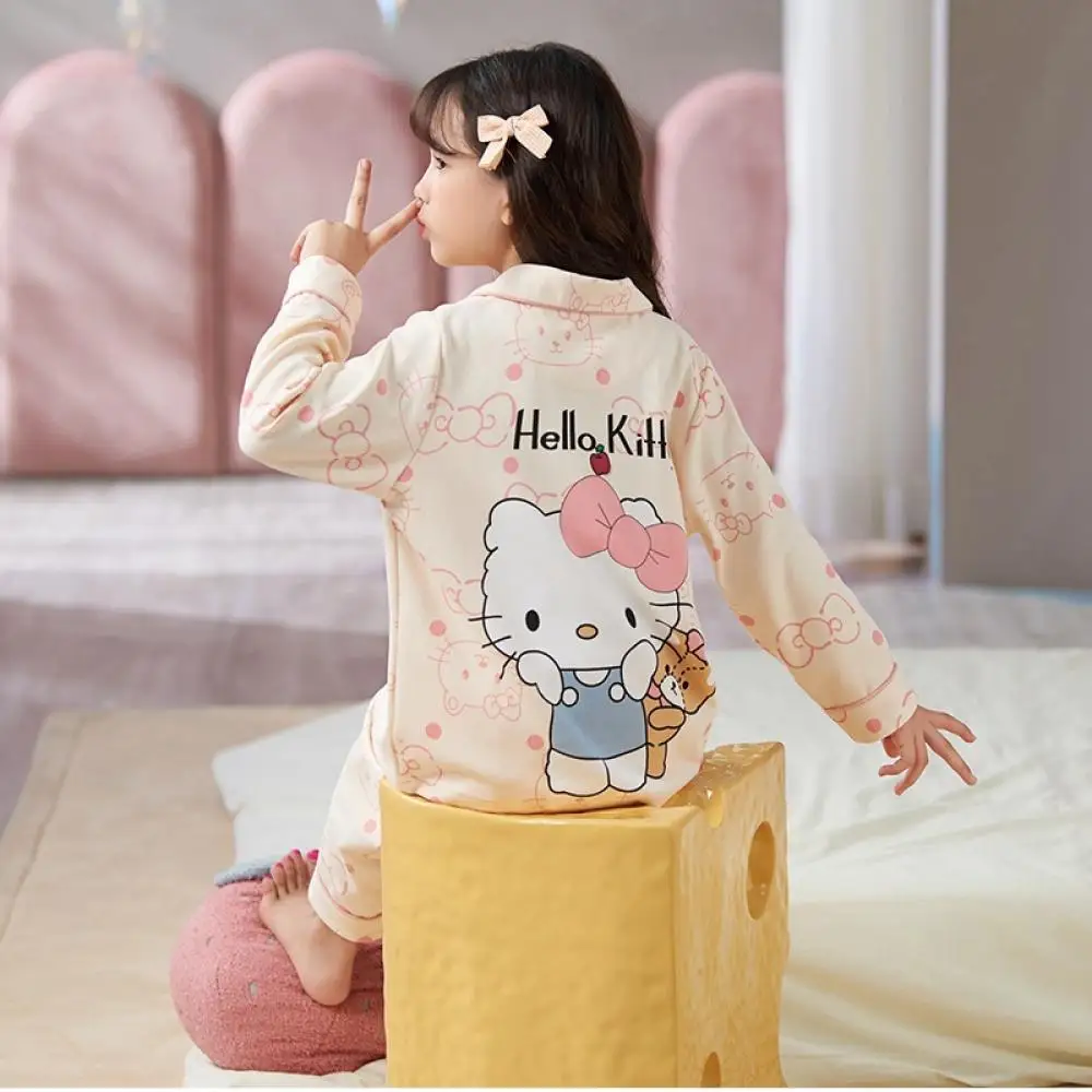 Детская Пижама Sanrio hello kitty Cinnamoroll Melody Kuromi, для девочек, весна и осень, комплект домашней одежды из чистого хлопка с длинным рукавом
Детская Пижама Sanrio hello kitty Cinnamoroll Melody Kuromi, для девочек, весна и осень, комплект домашней одежды из чистого хлопка с длинным рукавом