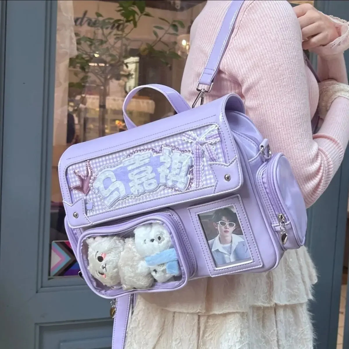 New Lolita Girl Cute Ita BackpacksTransparent Bag Y2K Large Capacity Shoulder Bag Sweet DIY Badge Display Casual Crossbody Bag
New Lolita Girl Cute Ita BackpacksTransparent Bag Y2K Large Capacity Shoulder Bag Sweet DIY Badge Display Casual Crossbody Bag