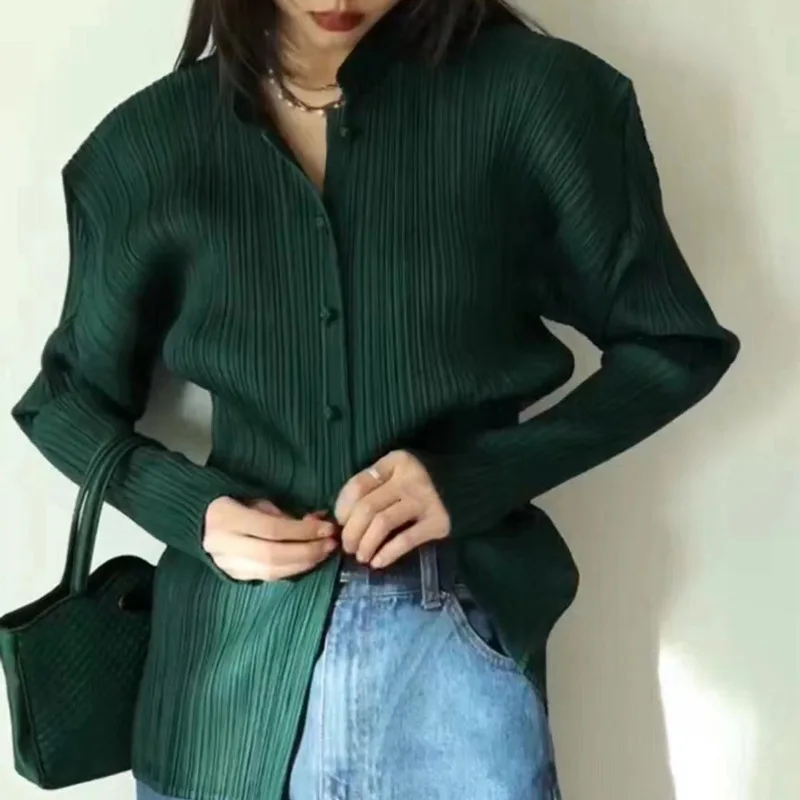 Miyake Style Pleated Top for Women 2025 New Solid Color Chinese Button Jacket Daily Versatile Fashion Shirt for Women
Miyake Style Pleated Top for Women 2025 New Solid Color Chinese Button Jacket Daily Versatile Fashion Shirt for Women