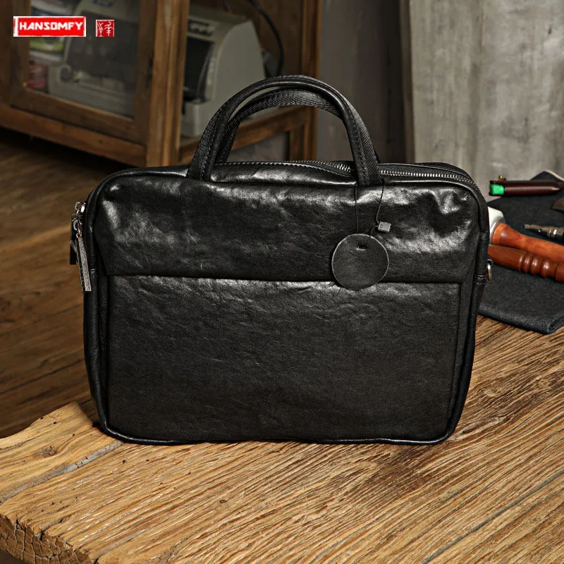 Original Cowhide Leather Men Handbag 13.3" Black Simple Business Briefcase Computer Bag Head Layer Leather Men's Shoulder Bags
Original Cowhide Leather Men Handbag 13.3" Black Simple Business Briefcase Computer Bag Head Layer Leather Men's Shoulder Bags