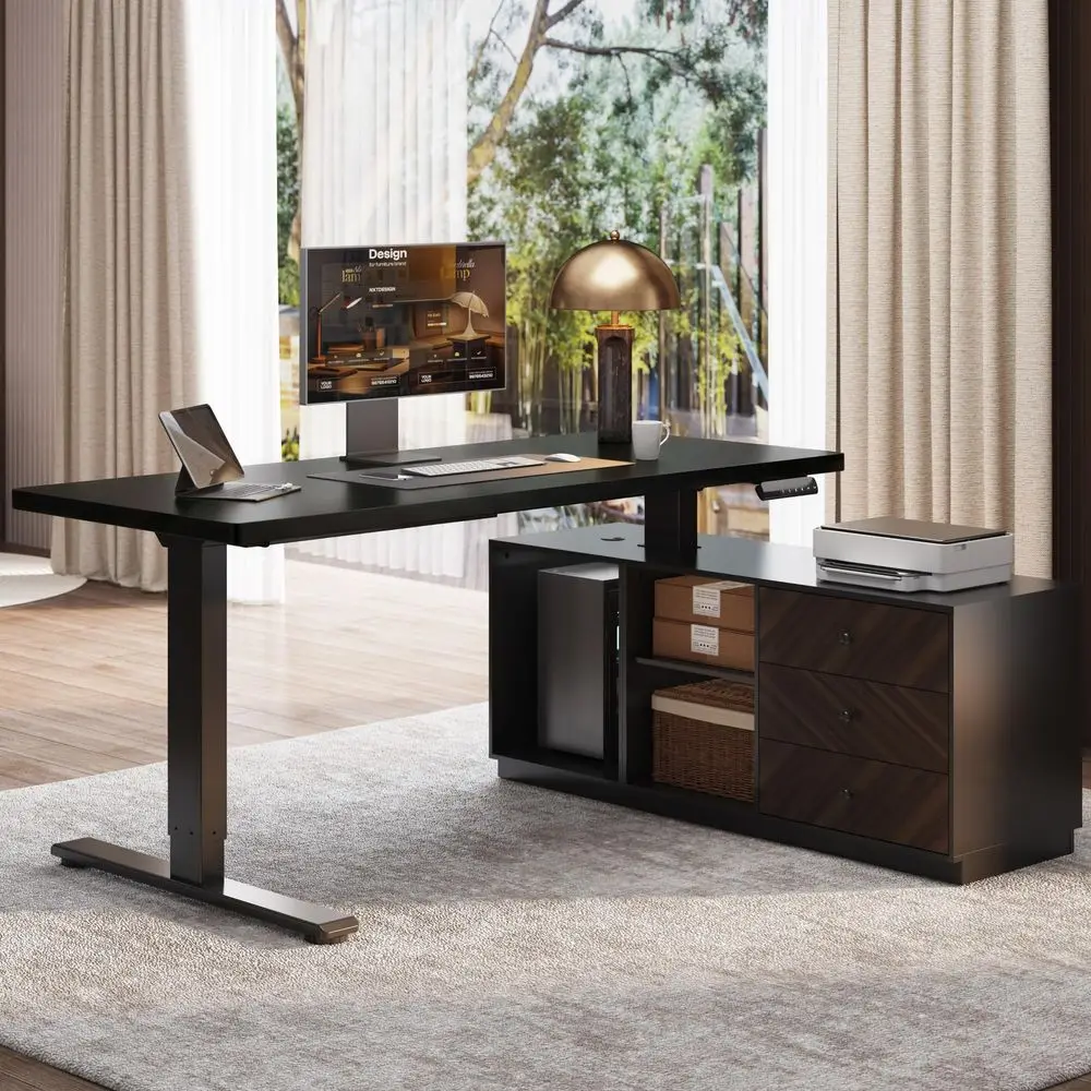 55 L Shaped Standing Desk with Storage amp CPU Holder, Dual Motor Height Adjustable Executive Desk, 222 LBS Capacity, 1 Thick D
55 L Shaped Standing Desk with Storage amp CPU Holder, Dual Motor Height Adjustable Executive Desk, 222 LBS Capacity, 1 Thick D