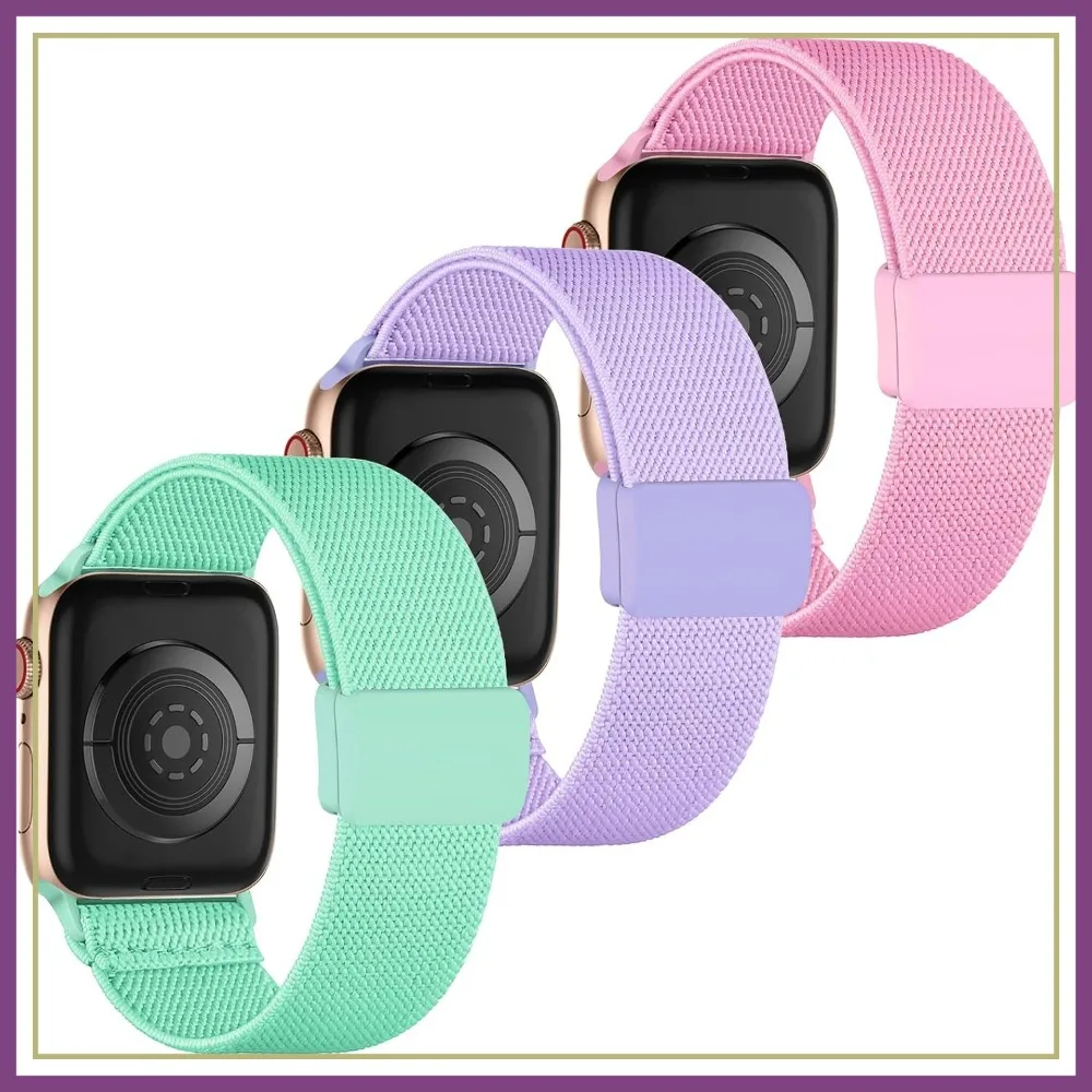 Stretchy Nylon Braided Band for Apple Watch 38-45mm, Adjustable Snap-On Clasp
Stretchy Nylon Braided Band for Apple Watch 38-45mm, Adjustable Snap-On Clasp