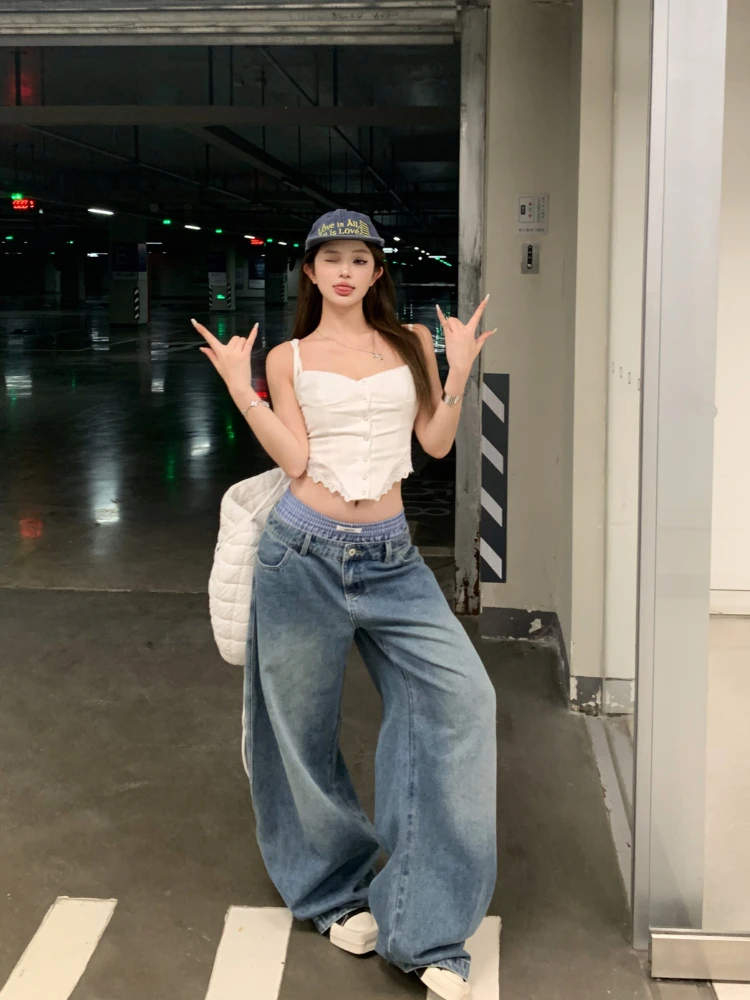 Blue Women's Retro Y2K 2000s Wide Leg Baggy Casual Denim Trouser High Waist Loose Jeans 2025 Autumn Harajuku Full Length Pants
Blue Women's Retro Y2K 2000s Wide Leg Baggy Casual Denim Trouser High Waist Loose Jeans 2025 Autumn Harajuku Full Length Pants