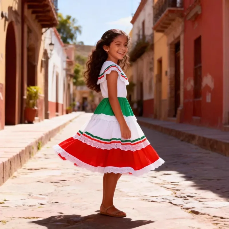 Girl Sweet Mexican Lace Dress Children's May Festival Exotic Ethnic Festival Carnival Costume
Girl Sweet Mexican Lace Dress Children's May Festival Exotic Ethnic Festival Carnival Costume