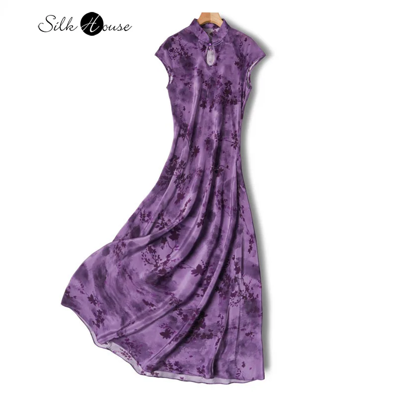 2025 Women's Summer Casual New 100% Natural Mulberry Silk Crepe De Chine Purple National Style Slant Cut Fishtail Dress
2025 Women's Summer Casual New 100% Natural Mulberry Silk Crepe De Chine Purple National Style Slant Cut Fishtail Dress