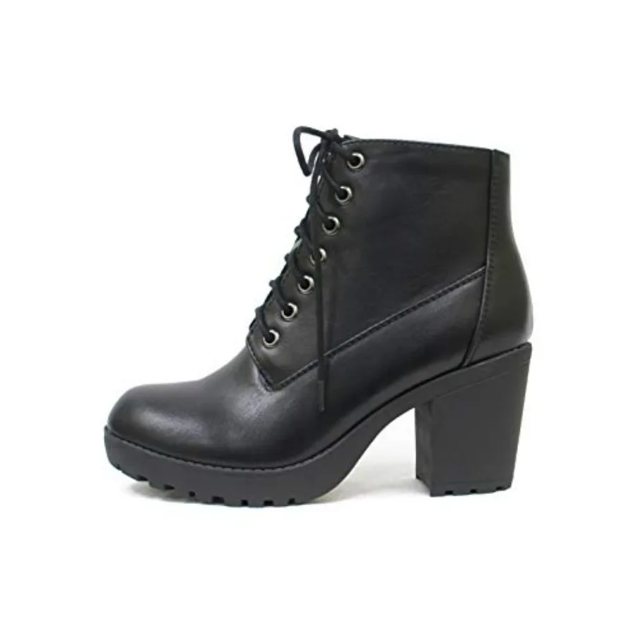 Second Lug Sole Chunky Heel Combat Ankle Bootie Lace up w/Side Zipper
Second Lug Sole Chunky Heel Combat Ankle Bootie Lace up w/Side Zipper