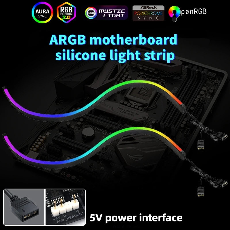 OGXLED Digital NEON LED Chassis Light Strip ARGB Computer Case Decoration LED Strip 5V 3PIN AURA Addressable Sync