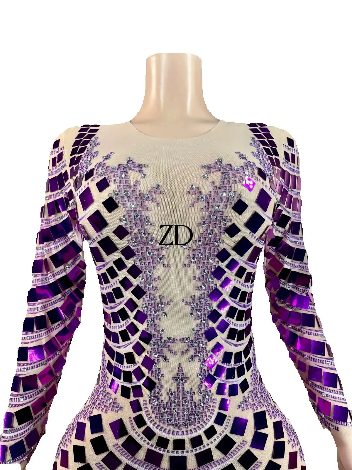ZD New Style Purple Sequins Rhinestones Transparent Long Dress Birthday Women Dance Performance Costume 
ZD New Style Purple Sequins Rhinestones Transparent Long Dress Birthday Women Dance Performance Costume