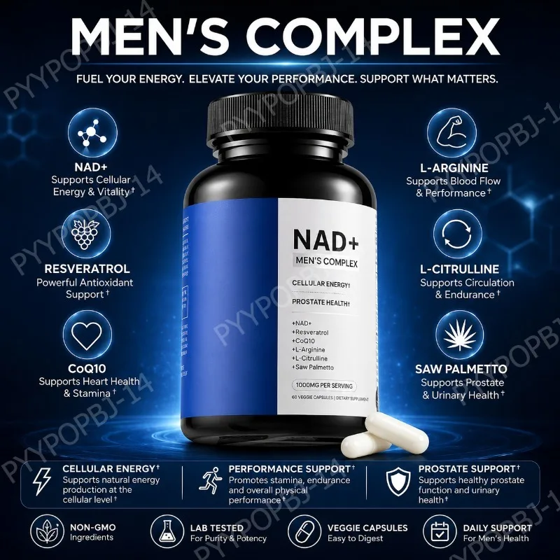 Men's Wellness Complex with NAD+ CoQ10 Resveratrol L Arginine Daily Energy Vitality Support 60 Veggie Capsules
Men's Wellness Complex with NAD+ CoQ10 Resveratrol L Arginine Daily Energy Vitality Support 60 Veggie Capsules