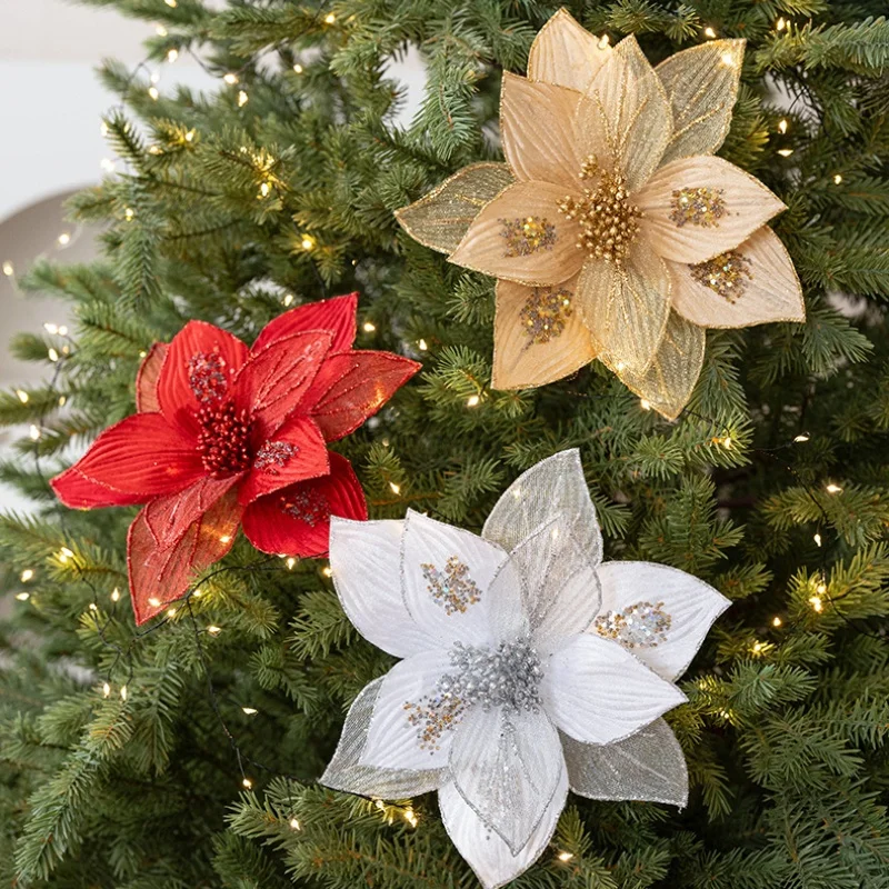 2pcs 25cm Glitter Artifical Christmas Flowers Mreey Christmas Tree Decoration Happy New Year Ornaments Xmas Fake Flowers natal
2pcs 25cm Glitter Artifical Christmas Flowers Mreey Christmas Tree Decoration Happy New Year Ornaments Xmas Fake Flowers natal