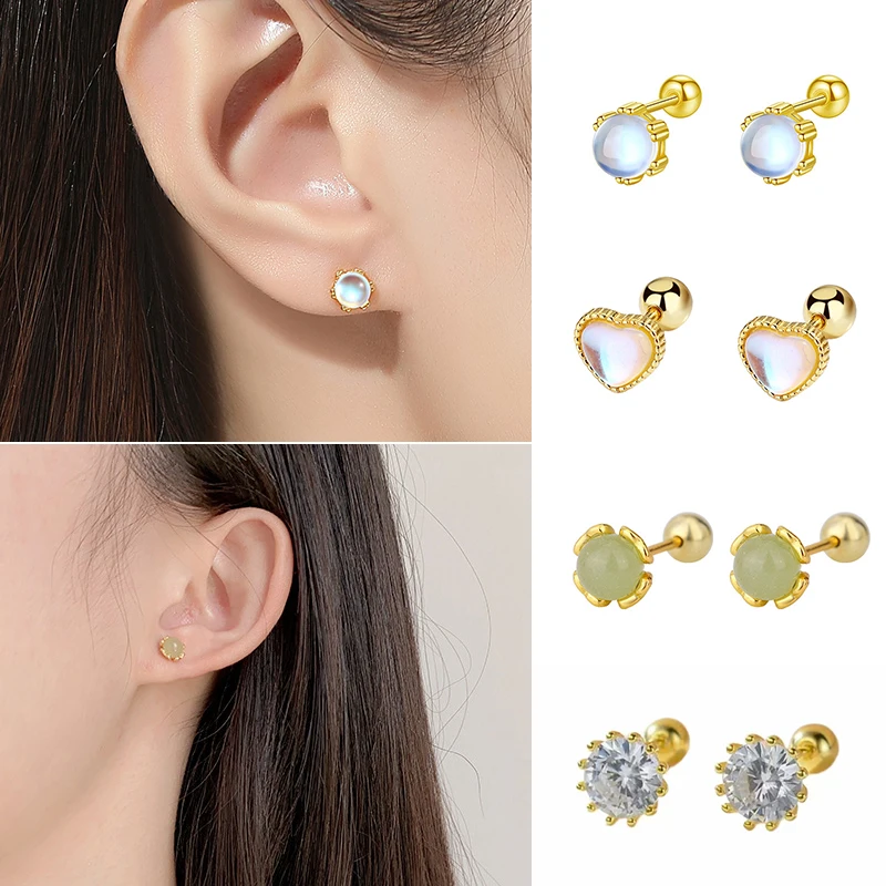 Simple Gold Color Mini Moonlight Stone Round Heart Hypoallergenic Stud Earrings for Women Screw-Back Ear Piercing Party Jewelry
Simple Gold Color Mini Moonlight Stone Round Heart Hypoallergenic Stud Earrings for Women Screw-Back Ear Piercing Party Jewelry