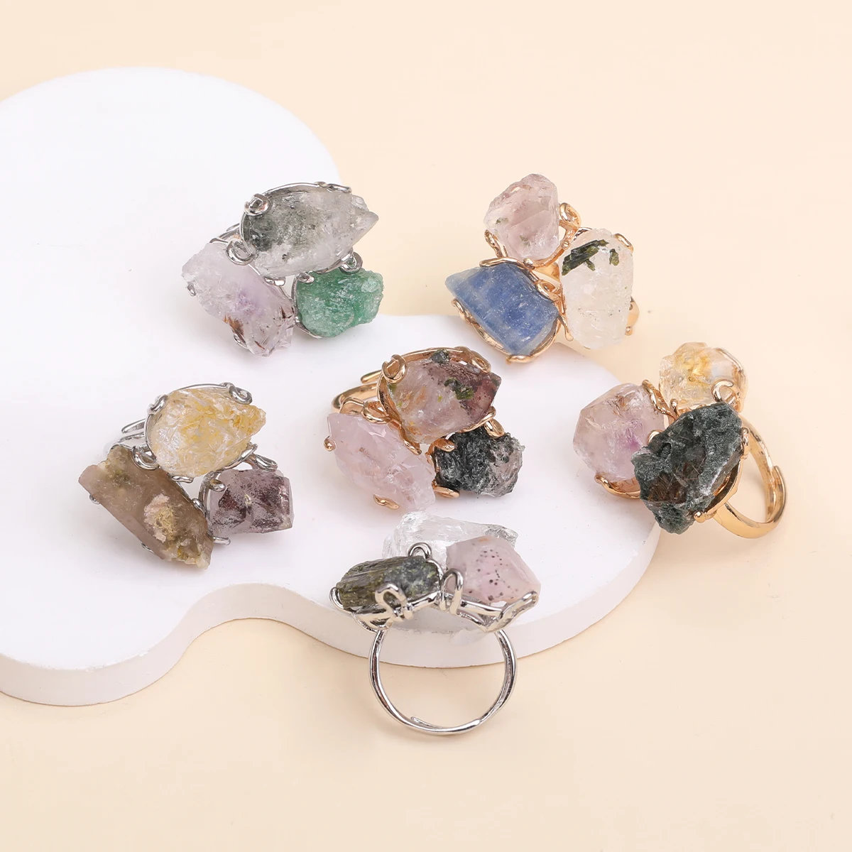 Natural Gemstone Ring Unisex Stainless Steel Ring Unique Crystal Fashion Jewelry Adjustable Party Gift Ring Raw Stone Jewelry
Natural Gemstone Ring Unisex Stainless Steel Ring Unique Crystal Fashion Jewelry Adjustable Party Gift Ring Raw Stone Jewelry