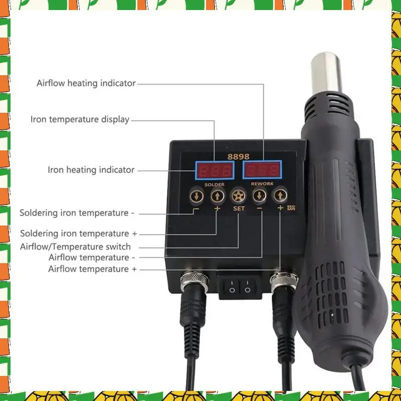 Профессиональный инструмент 8898, паяльная станция, портативная цифровая паяльная станция с горячим воздухом BGA для сотового телефона, печатная плата, инструменты для сварки IC
Профессиональный инструмент 8898, паяльная станция, портативная цифровая паяльная станция с горячим воздухом BGA для сотового телефона, печатная плата, инструменты для сварки IC