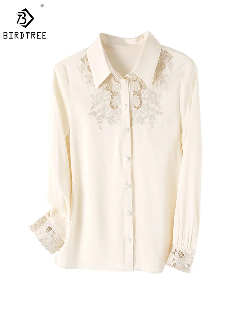 Birdtree 91.8% Silk Fashion Elegant Shirts For Women Lace Emboidery Patchwork Chic Office Blouses Spring Autumn New T39004QM
Birdtree 91.8% Silk Fashion Elegant Shirts For Women Lace Emboidery Patchwork Chic Office Blouses Spring Autumn New T39004QM