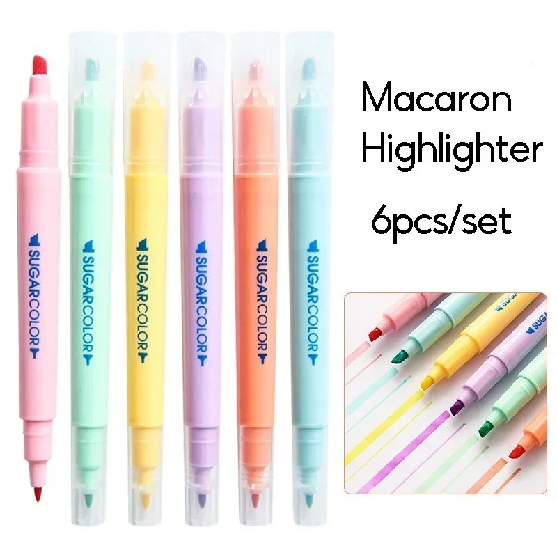 6pcs/set Cute Candy Color Highlighter Pen Stationery Double Headed Fluorescent Mark Pen Office School Supplies
6pcs/set Cute Candy Color Highlighter Pen Stationery Double Headed Fluorescent Mark Pen Office School Supplies