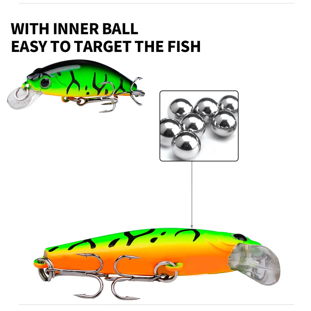 Hard Artificial Minnow Fishing Lure 5.6cm 6.8g Crankbait 6 Colors 10# Treble Hook 6.8g Lightweight Bait for Angling
Hard Artificial Minnow Fishing Lure 5.6cm 6.8g Crankbait 6 Colors 10# Treble Hook 6.8g Lightweight Bait for Angling